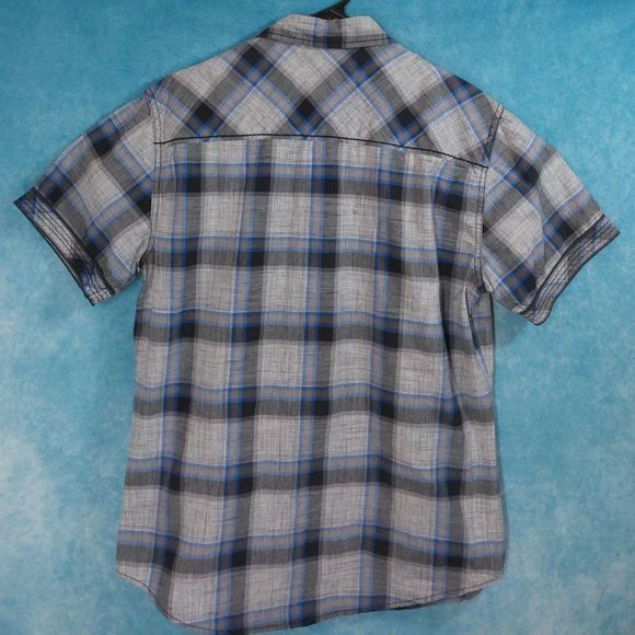 Helix Athletic Fit Plaid Short Sleeve Button Up Shirt, Men's, Size Medium - Picture 2 of 4
